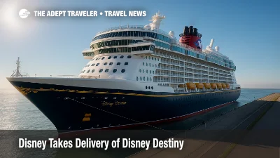 Disney Destiny at Eemshaven after delivery, highlighting Disney Destiny delivery and Port Everglades debut.