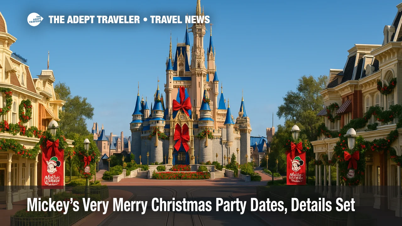 Cinderella Castle dressed for the holidays at Magic Kingdom during Mickey's Very Merry Christmas Party.