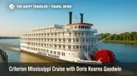 American Splendor paddlewheeler cruising the Lower Mississippi under clear skies for a Criterion Travel Mississippi River cruise.