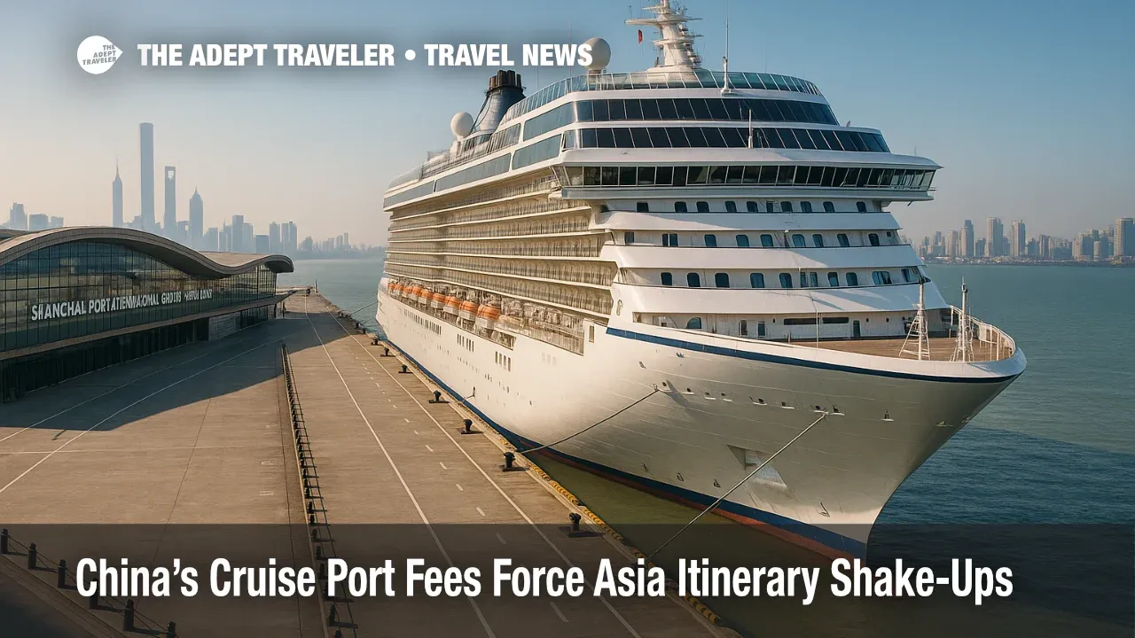 A modern cruise ship at Shanghai’s cruise terminal as China cruise port fees trigger Asia itinerary changes for travelers.