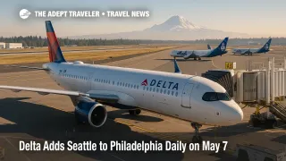 A Delta A321neo boards at Seattle as Alaska jets taxi, illustrating new Seattle to Philadelphia flights for business travelers.