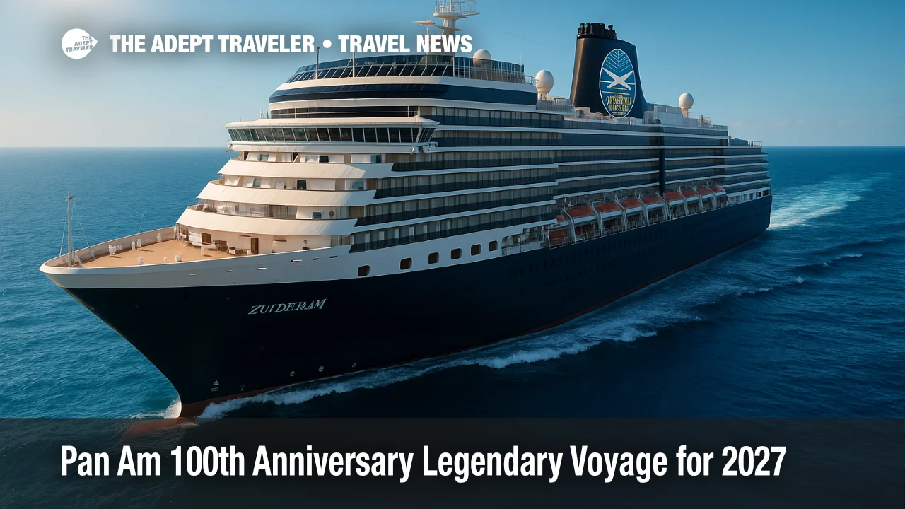 Holland America Zuiderdam sails a Pan Am 100th Anniversary Legendary Voyage route across the Caribbean.