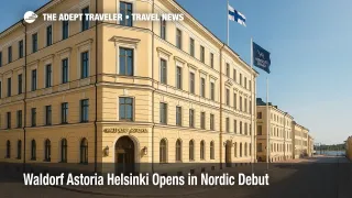 Exterior of Waldorf Astoria Helsinki in Kruununhaka, showcasing Nordic design and the brand's debut in the region.