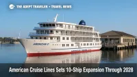 American Cruise Lines Patriot Class ship docked in Florida, illustrating the company's new ships expansion through 2028