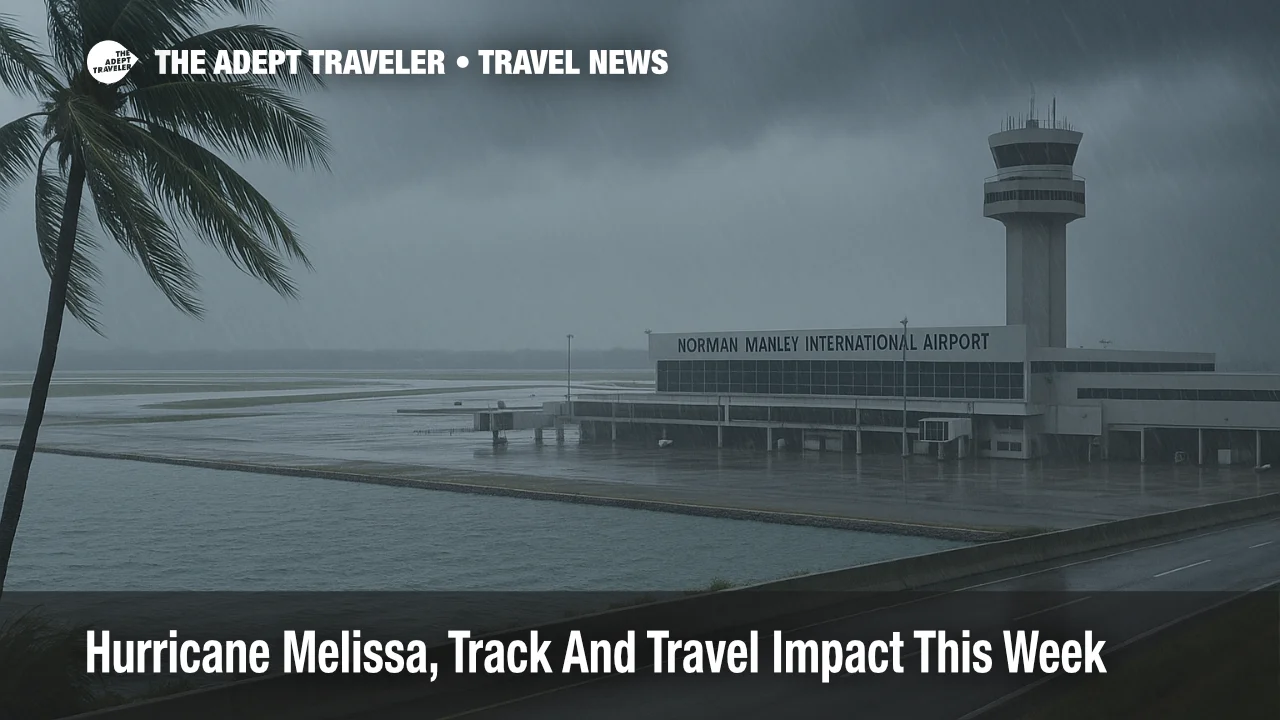 Storm bands over Kingston Harbour with Norman Manley International Airport closed as Hurricane Melissa disrupts Jamaica travel plans