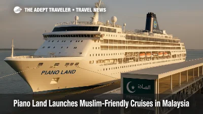 Piano Land at Port Klang with terminal prayer room signage, Malaysia's new Muslim-friendly cruise product ready for its November 29, 2025 debut