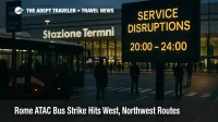 Rome Termini ATAC bus stands at dusk with 