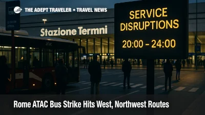 Rome Termini ATAC bus stands at dusk with