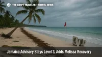 Sangster International Airport terminal and jet bridge during limited operations, Jamaica travel advisory update after Hurricane Melissa