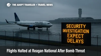 Overcast view of Reagan National ramp with isolated United jet and 