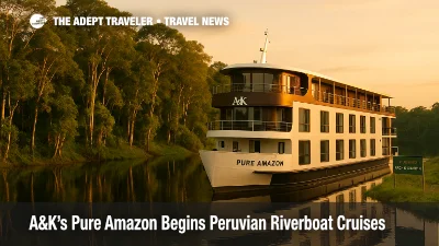 Pure Amazon riverboat moored on a mirrored black-water creek in Peru's Pacaya-Samiria Reserve, framed by flooded-forest trees and warm late-day light
