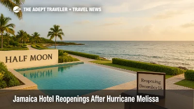 Half Moon's Eclipse pool and oceanfront paths in Montego Bay, showing repairs complete as Jamaica hotel reopenings progress after Hurricane Melissa