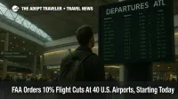 Traveler checks the departures board at Atlanta, as FAA flight cuts ramp from 4 to 10 percent across 40 U.S. airports through November 14