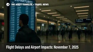 Traveler checks a departures board at Hartsfield-Jackson Atlanta amid nationwide flight delays and airport impacts from FAA schedule cuts