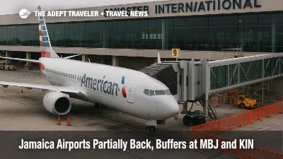 Travelers at Montego Bay's Sangster International check limited gates while airlines rebuild schedules after Hurricane Melissa