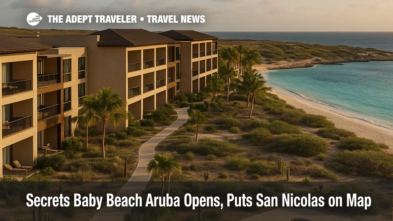 Secrets Baby Beach Aruba exterior near dunes and Baby Beach, a 304 room adults only all inclusive that opens San Nicolas to upscale resort stays
