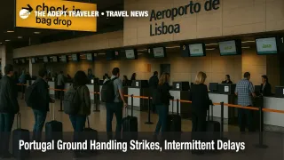 Small queues at Lisbon's check-in and baggage drop signal Portugal ground handling strikes, with counters and wayfinding visible in the departures hall
