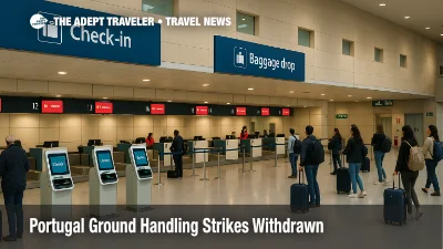 Lisbon Humberto Delgado check-in and baggage area operating normally after strike withdrawal, with small queues and active counters visible