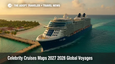 Celebrity Cruises ship departing Grand Turk Cruise Center at sunset light, illustrating 2027 2028 Caribbean itineraries to Turks and Caicos and nearby islands