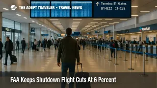 Traveler checks the departures board at Chicago O’Hare during FAA shutdown flight cuts, illustrating 6 percent capacity limits at major U S airports