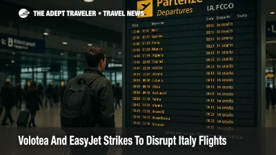 Travelers watch the departures board at Rome Fiumicino during Volotea and easyJet strike disruption in Italy on November 14 2025