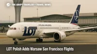 LOT Polish Boeing 787 Dreamliner taxiing at San Francisco International Airport ahead of new Warsaw to San Francisco nonstop flights