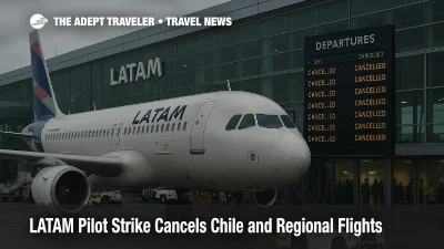Passengers queue at LATAM check-in counters at Arturo Merino Benítez Airport in Santiago during the pilot strike