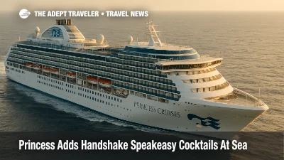 Star Princess cruise ship at sea under soft afternoon light as Princess Cruises debuts new Handshake Speakeasy cocktails on board