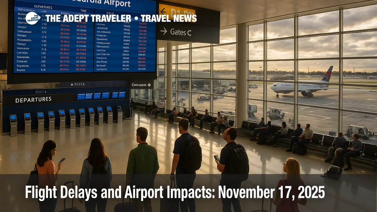 Travelers watching departure board at LaGuardia Airport as flight delays and airport impacts ease after the FAA lifts shutdown emergency schedule cuts