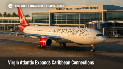 Virgin Atlantic Airbus A330 900neo taxiing at Grantley Adams International Airport in Barbados, illustrating expanded Caribbean connections