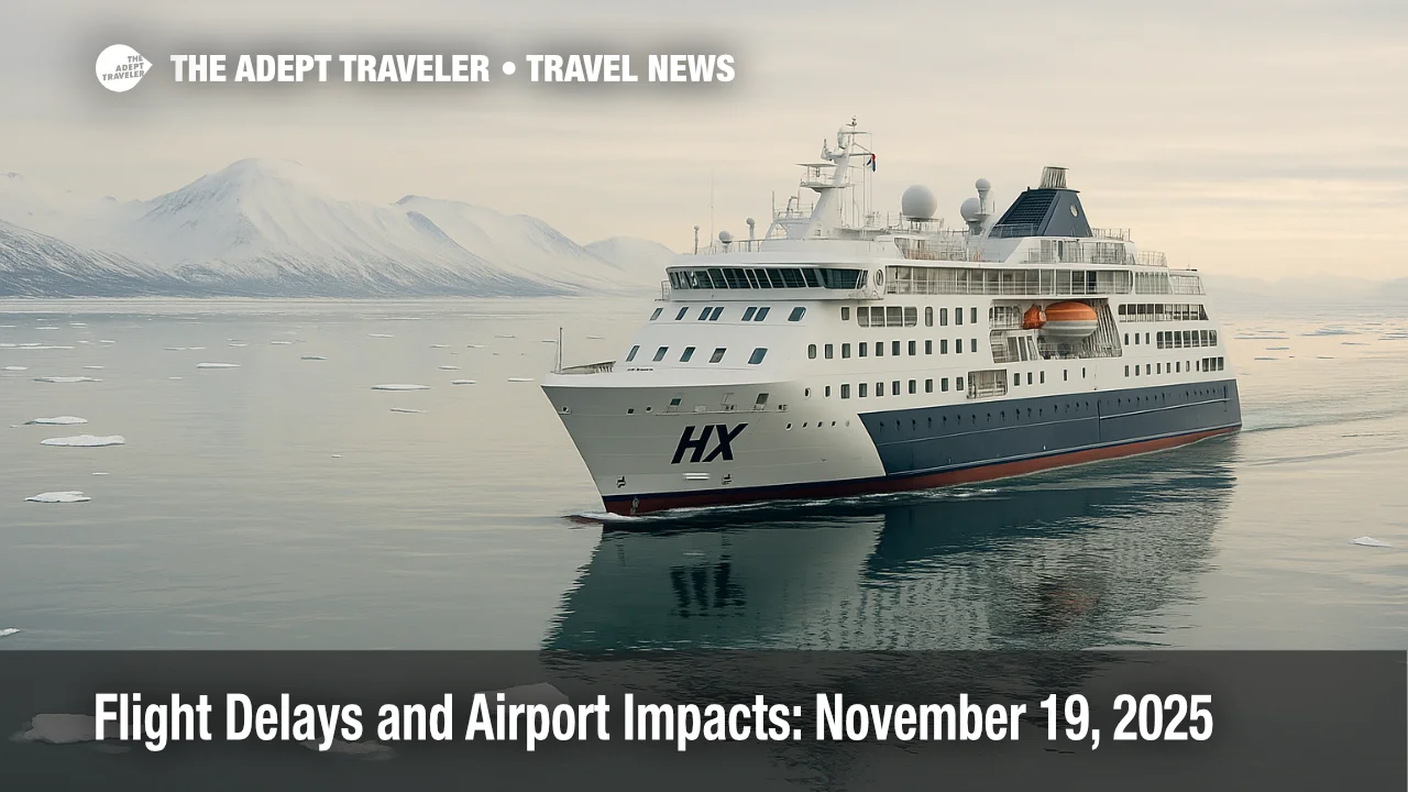 HX expedition cruise ship sailing among Svalbard sea ice under bright overcast skies, representing HX Expeditions and UTAS Arctic education program expansion