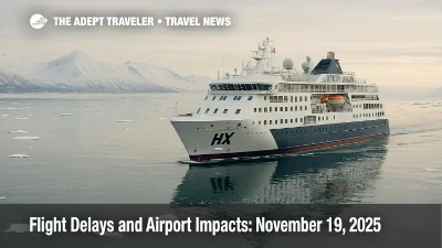 HX expedition cruise ship sailing among Svalbard sea ice under bright overcast skies, representing HX Expeditions and UTAS Arctic education program expansion