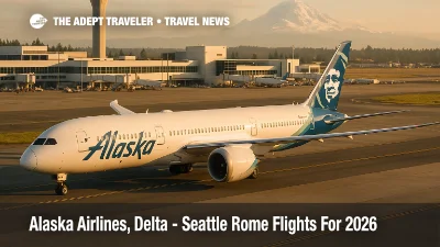 Alaska Airlines Boeing 787 9 taxiing at Seattle Tacoma International Airport before its new Seattle to Rome nonstop flight.