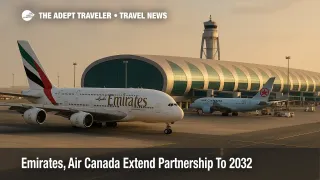 Emirates and Air Canada aircraft at Dubai International Airport showing the extended partnership and wider codeshare network