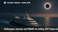 PONANT ship sailing the Western Mediterranean during the 2027 total solar eclipse, illustrating a Smithsonian Journeys Iberian Peninsula cruise experience