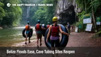 Small guided group prepares for Belize cave tubing closures easing at Nohoch Che'en as river levels recede and tours cautiously restart