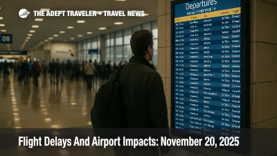 Traveler checks departures board at Dallas Fort Worth Airport as storm related flight delays disrupt Thanksgiving travel.