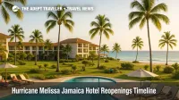 Guests relax at a Montego Bay beachfront resort as Hurricane Melissa Jamaica hotel reopenings bring pools, beaches, and services back online