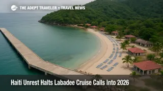 Empty Labadee Haiti cruise pier and quiet resort beaches illustrating Labadee Haiti cruise suspension and the impact of Haiti's security crisis on sailings