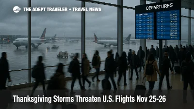Thanksgiving storms threaten U.S. flights as travelers face long lines and wet tarmac at a busy Dallas Fort Worth gate