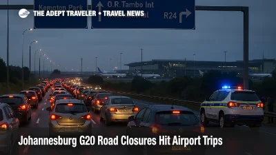 Cars queue on the R21 near O R Tambo as Johannesburg G20 road closures slow airport access during summit departure traffic