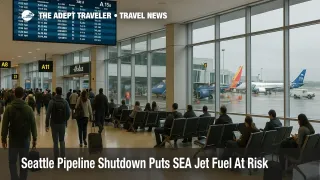 Travelers watch a departures board inside Seattle Tacoma airport as a Seattle pipeline SEA jet fuel constraint quietly raises delay risks at the gates
