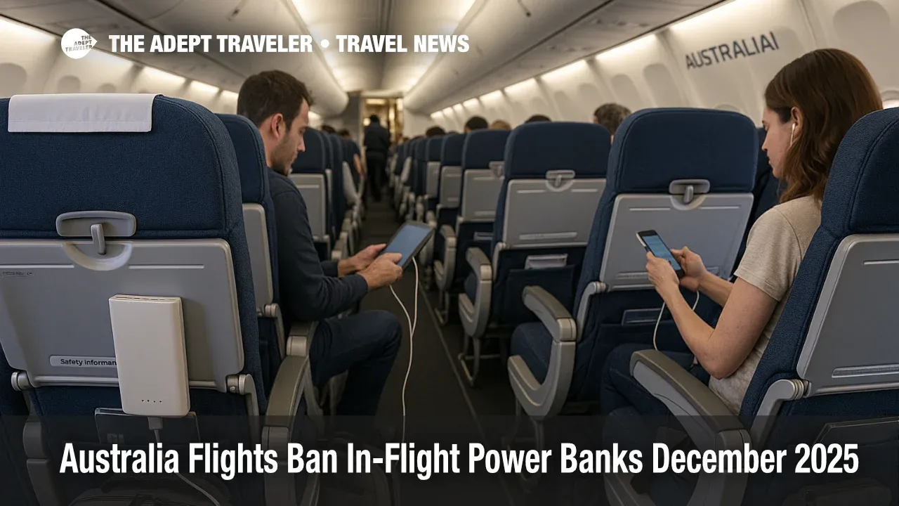 Passengers on Australia flights keep power banks under seats and use in seat USB power as new power bank ban limits inflight charging in economy cabins