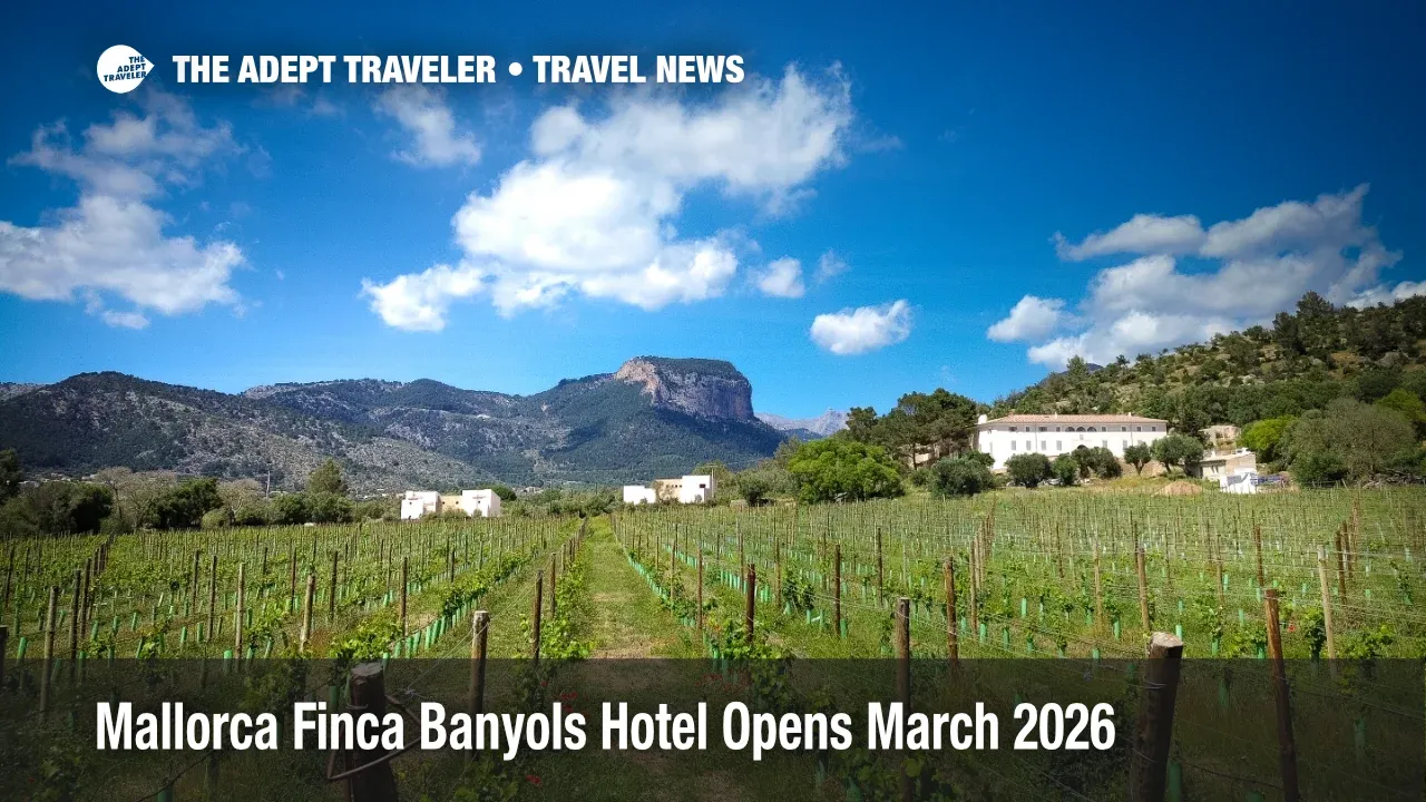 Guests dine in the courtyard of Finca Banyols as the new Mallorca finca hotel opening brings five star rural luxury to the Tramuntana foothills