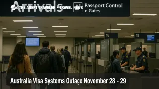 Travelers wait at Sydney Kingsford Smith immigration booths as an Australia visa systems outage slows electronic checks and processing at border control.