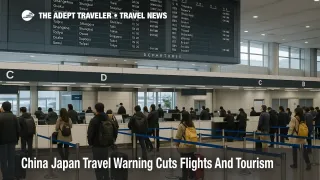 Travelers queue at Narita departures as China Japan travel warning flights cuts leave some check in counters quiet and others crowded