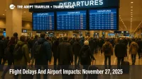 Travelers wait in Simón Bolívar International Airport departures hall as the Venezuela airline ban flights to Caracas leaves counters closed and boards showing cancellations