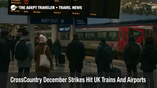 Passengers at Birmingham New Street as CrossCountry December strikes trains cut airport links and delay journeys.