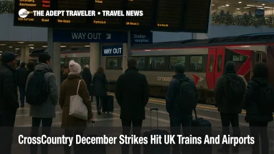 Passengers at Birmingham New Street as CrossCountry December strikes trains cut airport links and delay journeys.