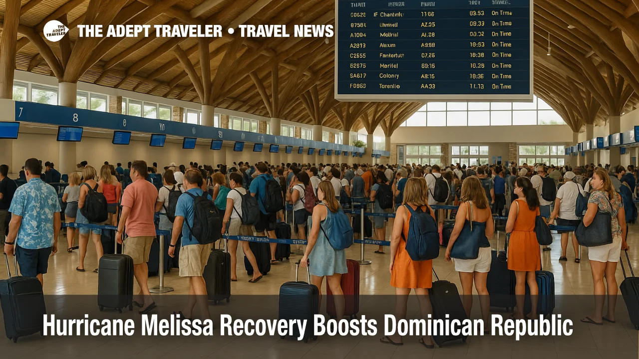Travelers queue at Punta Cana airport as Hurricane Melissa Dominican Republic flights replace disrupted Jamaica holiday plans